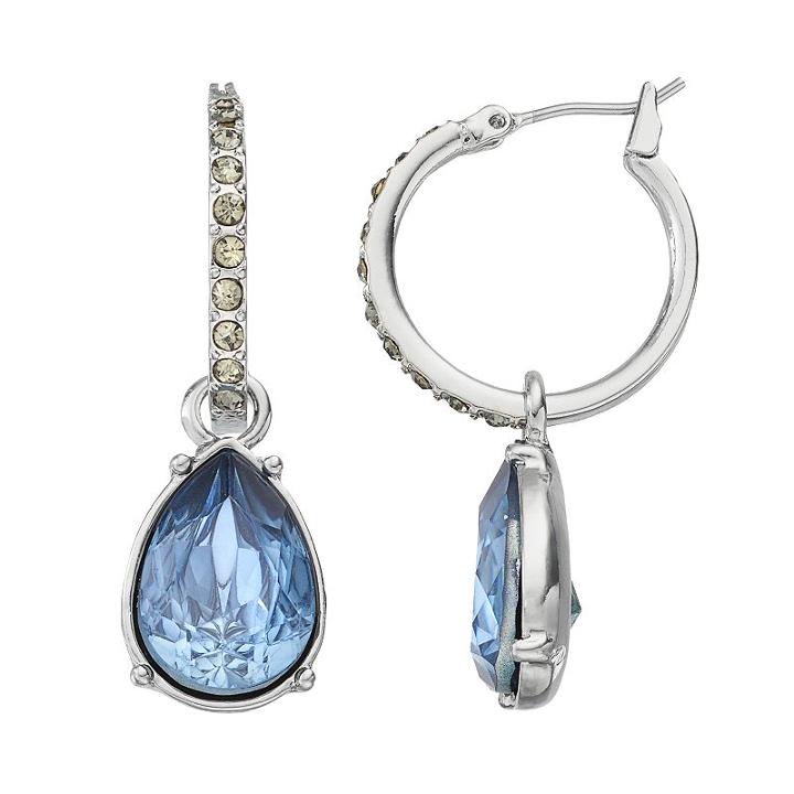Simply Vera Vera Wang Dangling Teardrop Hoop Earrings, Women's, Blue