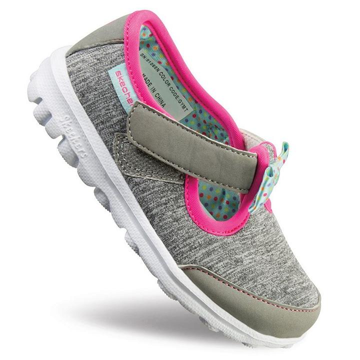 Skechers Gowalk Bitty Bow Toddler Girls' Sneakers, Girl's, Size: 7 T, Grey