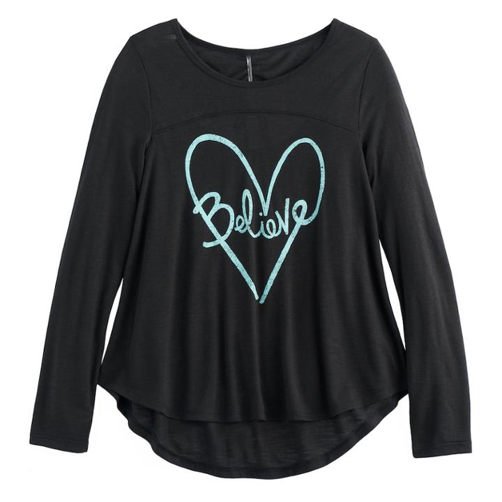Girls 7-16 & Plus Size So&reg; Open Ruched Tie-back Graphic Yoga Tee, Size: 14 1/2, Oxford