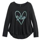 Girls 7-16 & Plus Size So&reg; Open Ruched Tie-back Graphic Yoga Tee, Size: 14 1/2, Oxford