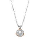 Lily & Lace Cubic Zirconia Two Tone Love Knot Pendant Necklace, Women's, White