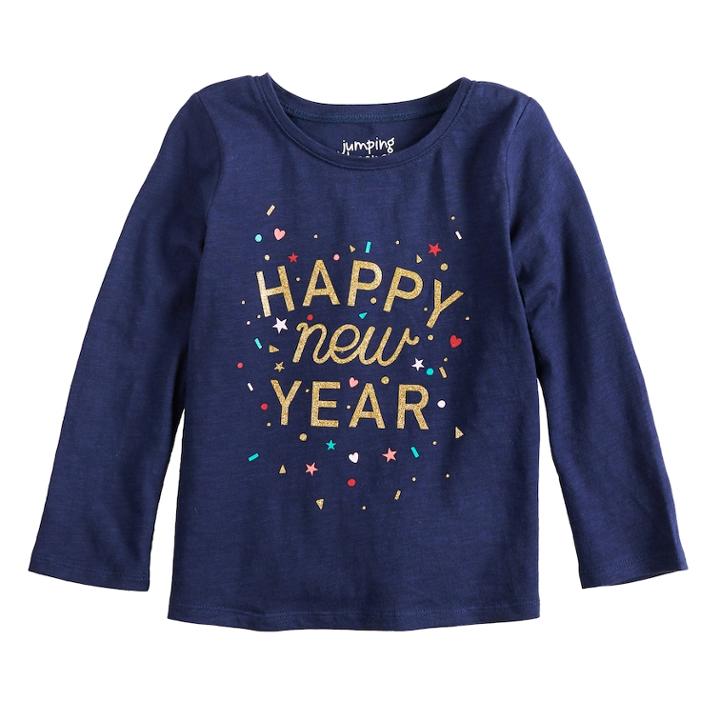 Baby Girl Jumping Beans&reg; Long Sleeve Holiday Graphic Tee, Size: 24 Months, Blue