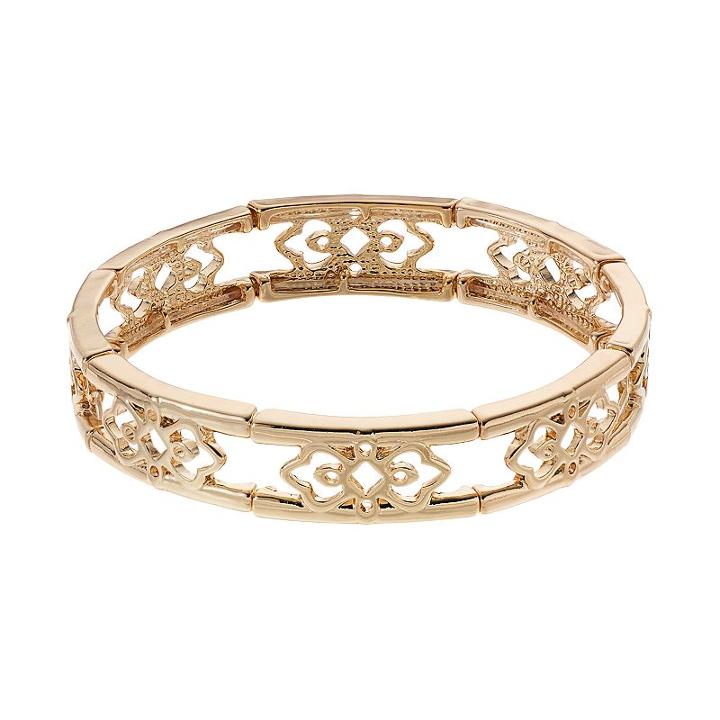 Chaps Openwork Double Row Stretch Bracelet, Women's, Gold