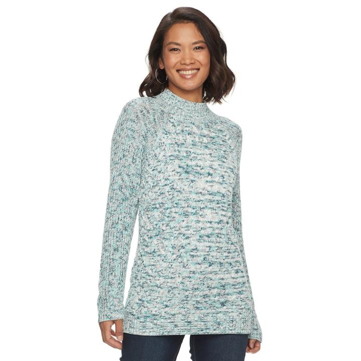 Women's Croft & Barrow&reg; Marled Mockneck Sweater, Size: Xl, Turquoise/blue (turq/aqua)