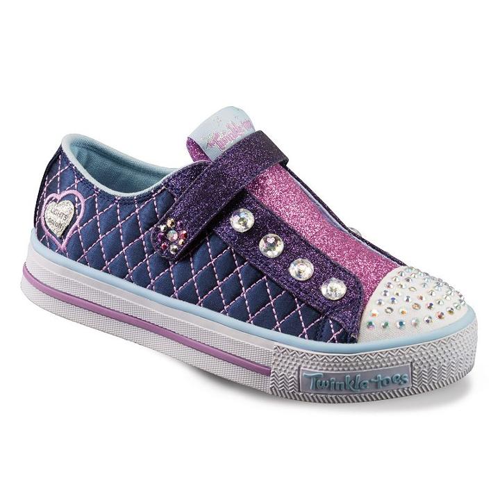 Skechers Twinkle Toes Shuffles Sparkly Jewels Girls' Light-up Sneakers, Girl's, Size: 3, Light Blue
