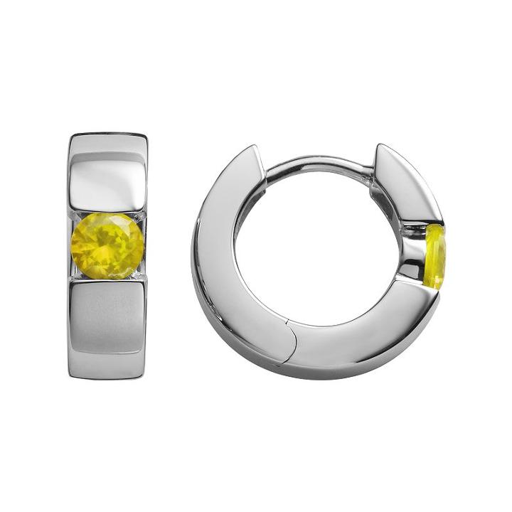 Sterling Silver Citrine Hoop Earrings, Women's, Orange