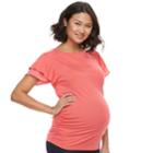Maternity A:glow Ruffle Mixed-media Tee, Women's, Size: L-mat, Med Orange