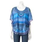 Women's World Unity Embellished Tassel Top, Size: Large, Blue Other