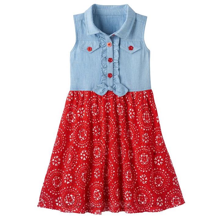 Girls 4-6x Nanette Chambray Tie-front Dress, Girl's, Size: 4, Blue