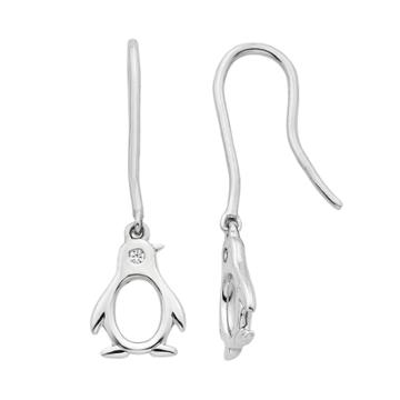 Little Diva Diamonds Kids' Sterling Silver Diamond Accent Penguin Earrings, Girl's, White