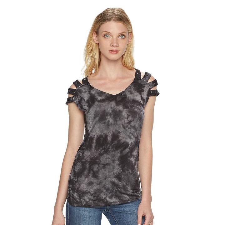 Women's Rock & Republic&reg; Slashed Tie-dye Shirt, Size: Small, Silver