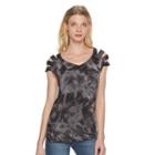 Women's Rock & Republic&reg; Slashed Tie-dye Shirt, Size: Small, Silver