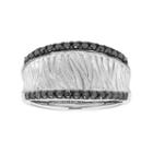 14k White Gold 3/8 Carat T.w. Black Diamond Textured Concave Ring, Women's