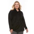 Plus Size Croft & Barrow&reg; Funnel Neck Textured Tunic Sweatshirt, Women's, Size: 3xl, Black