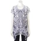 Women's World Unity Embellished Lace Tee, Size: Small, Grey (charcoal)