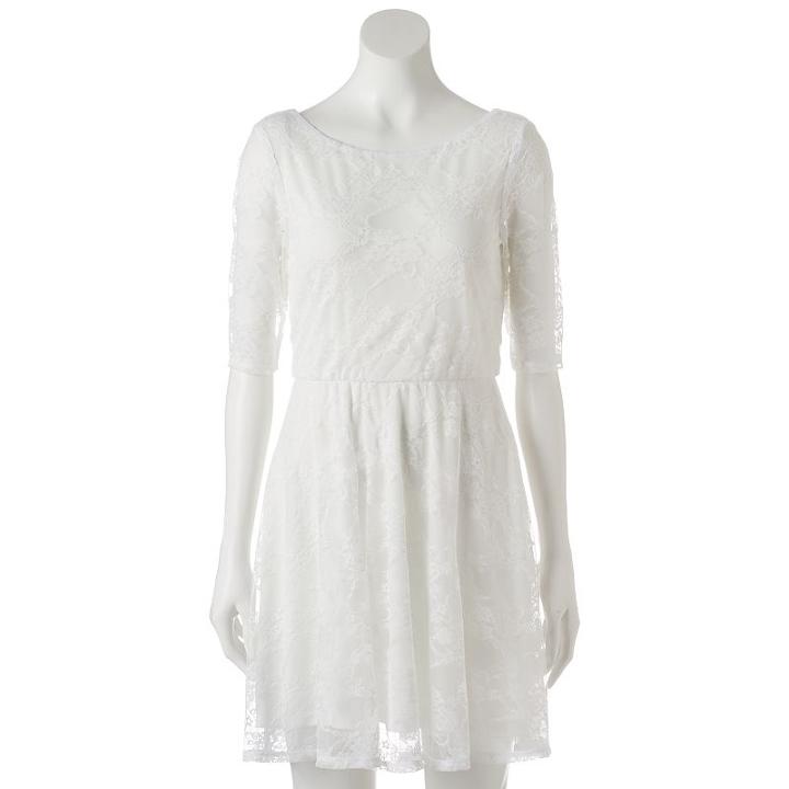 Juniors' Wrapper Floral Lace Skater Dress, Girl's, Size: Xl, Natural