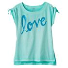 Girls 7-16 & Plus Size So&reg; Gathered Shoulder Graphic Tee, Girl's, Size: 7-8, Turquoise/blue (turq/aqua)