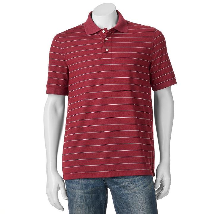 Men's Croft & Barrow&reg; Cool & Dry Classic-fit Striped Performance Polo, Size: Xl, Dark Red