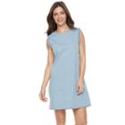 Women's Hope & Harlow Sleeveless Ruffle Denim Shift Dress, Size: 12, Blue