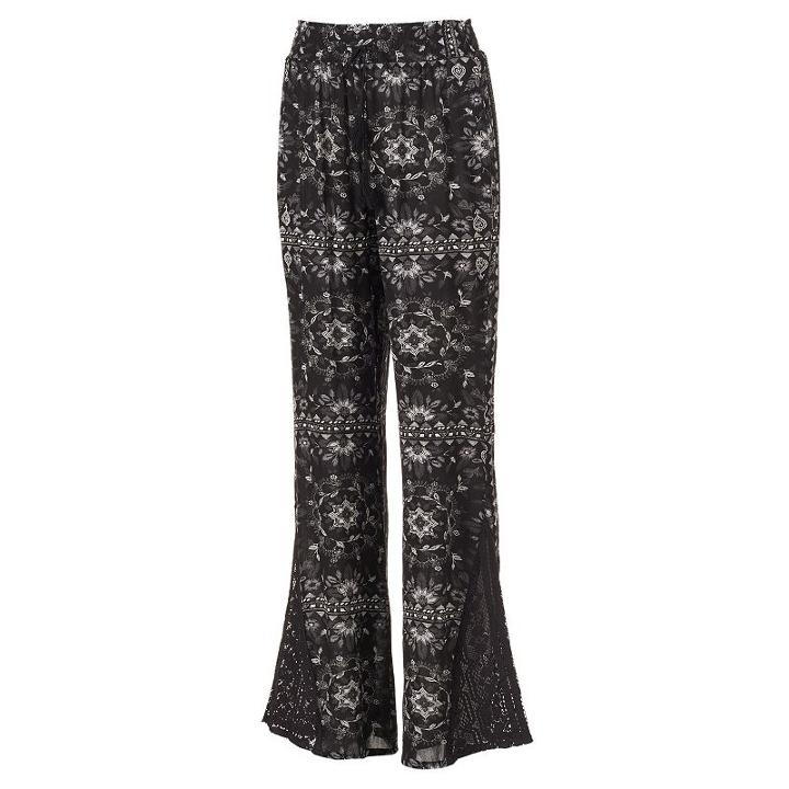 Juniors' Mudd&reg; Crochet Wide Leg Pants, Girl's, Size: Medium, Black