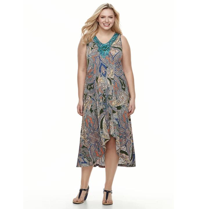 Plus Size World Unity Soutache High-low Dress, Women's, Size: 3xl, Blue