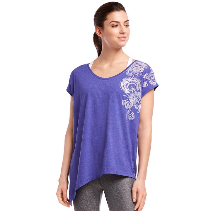 Women's Jockey Sport Kilter Asymmetrical Hem Tee, Size: Medium, Blue