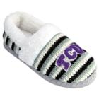 Women's Tcu Horned Frogs Striped Sweater Slipers, Size: Xl, White Oth