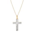 Everlasting Gold Two Tone 10k Gold Hollow Cross Pendant Necklace, Women's, Size: 18, Yellow