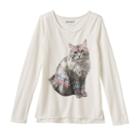 Girls 7-16 & Plus Size Mudd&reg; High-low Raw-edge Graphic Tee, Girl's, Size: 20 1/2, White Oth