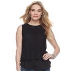 Women's Apt. 9&reg; Mixed-media Crochet Tank, Size: Large, Black