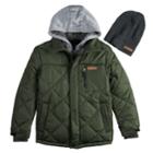Boys 8-20zeroxposur Kylo Quilted Jacket & Hat, Size: Xl, Green