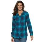 Women's Croft & Barrow&reg; Plaid Flannel Shirt, Size: Large, Med Blue