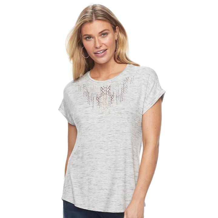 Women's Apt. 9&reg; Embellished Crewneck Tee, Size: Small, Med Grey