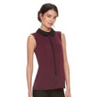 Women's Elle&trade; Sleeveless Tie Neck Top, Size: Medium, Red