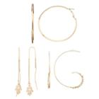 Hamsa Threader, Shaky Bead Threader & Hoop Earring Set, Women's, Gold
