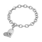 Fiora Stainless Steel Louisville Cardinals Heart Charm Bracelet, Women's, Size: 8, Grey