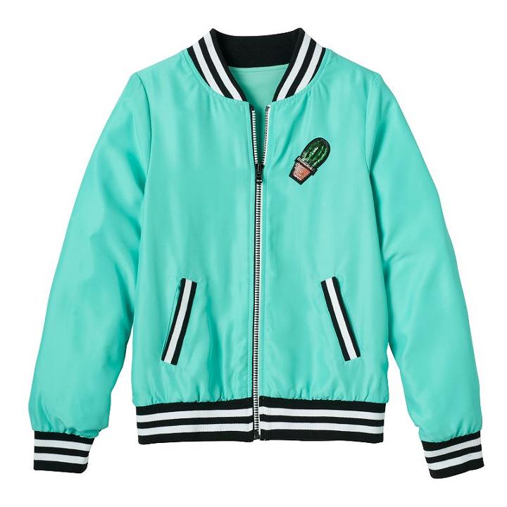 Girls 7-16 So&reg; Woven Bomber Jacket, Girl's, Size: Large, Turquoise/blue (turq/aqua)