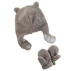 Baby Girl Carter's Plush Velboa Trapper Hat & Mittens Set, Size: 12-24 Month, Grey