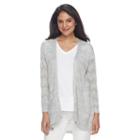 Women's Croft & Barrow&reg; Chevron-stitch Open Front Cardigan, Size: Medium, Grey