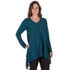 Women's Larry Levine Shark-bite V-neck Sweater, Size: Xl, Blue Other