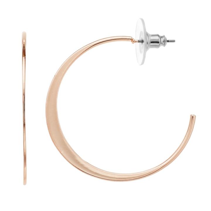 Lc Lauren Conrad Rose Gold Tone Hoop Earrings, Women's, Pink