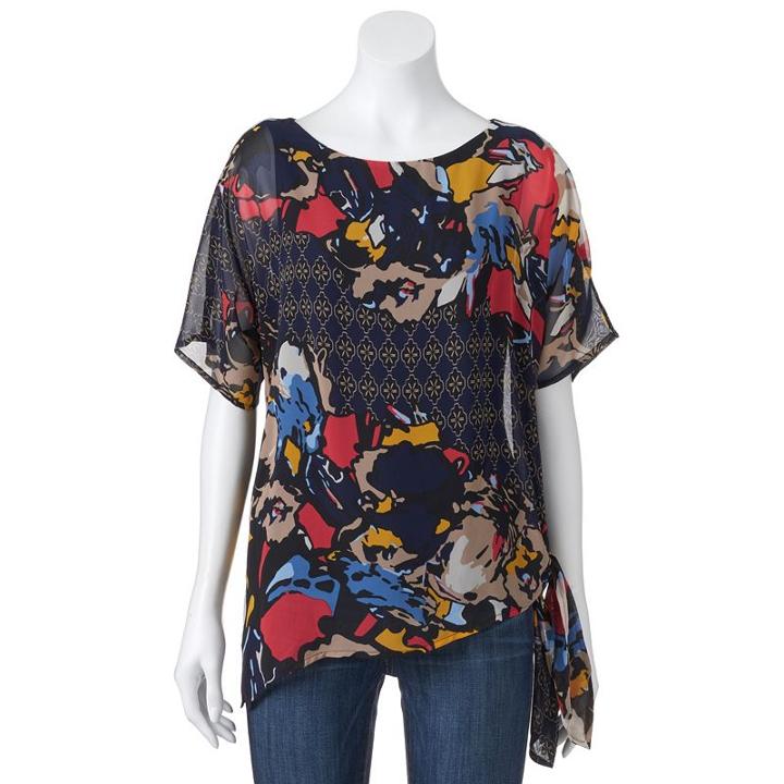 Women's Dana Buchman Chiffon Popover Top, Size: Xl, Dark Pink