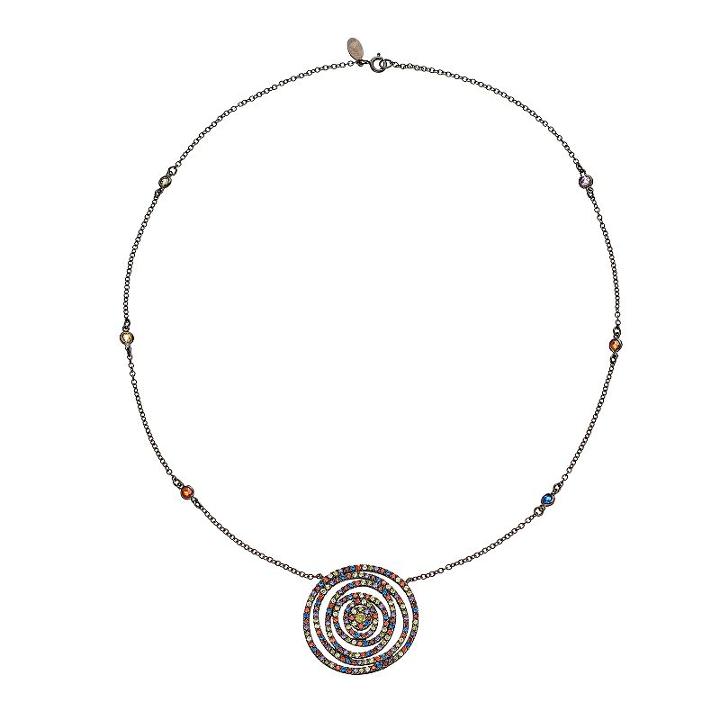Sophie Miller Lab-created Blue Spinel & Cubic Zirconia Sterling Silver Disc Necklace, Women's, Size: 16, Multicolor