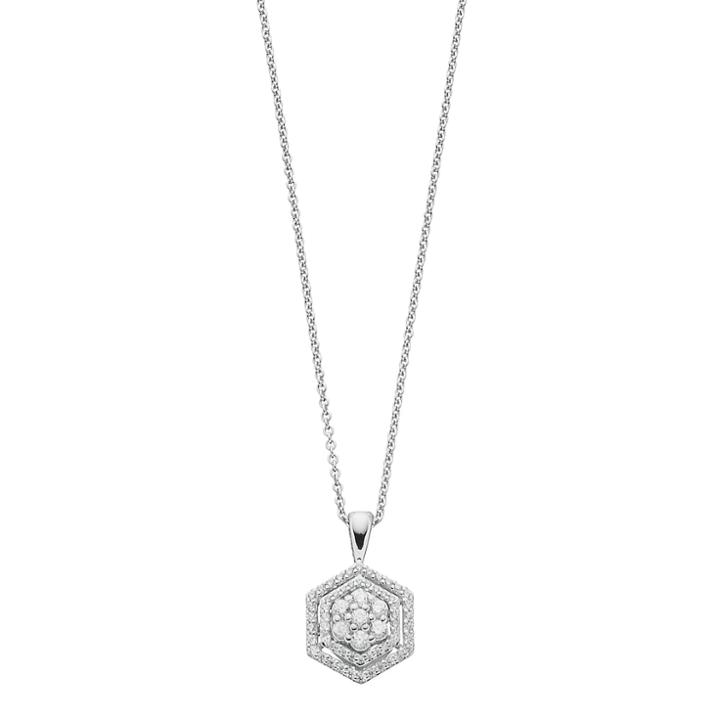 Simply Vera Vera Wang Sterling Silver 1/3 Carat T.w. Diamond Flower Hexagon Pendant, Women's, Size: 18, White