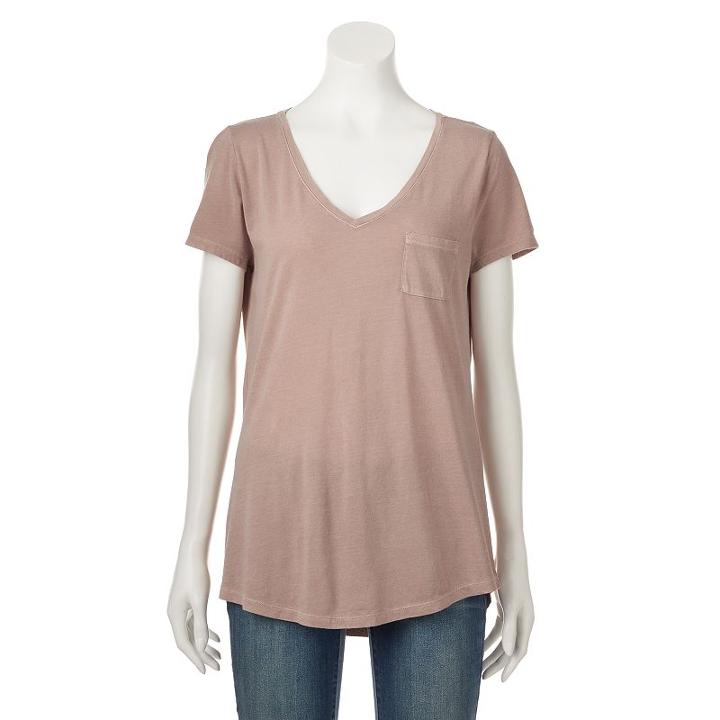 Women's Sonoma Goods For Life&trade; Solid V-neck Tee, Size: Xl, Med Beige
