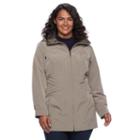 Plus Size Gallery Hooded Rain Jacket, Women's, Size: 3xl, Beig/green (beig/khaki)