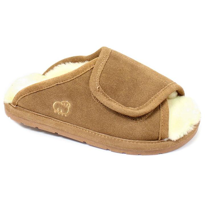 Lamo Women's Suede Peep-toe Wrap Slippers, Girl's, Size: Medium, Brown