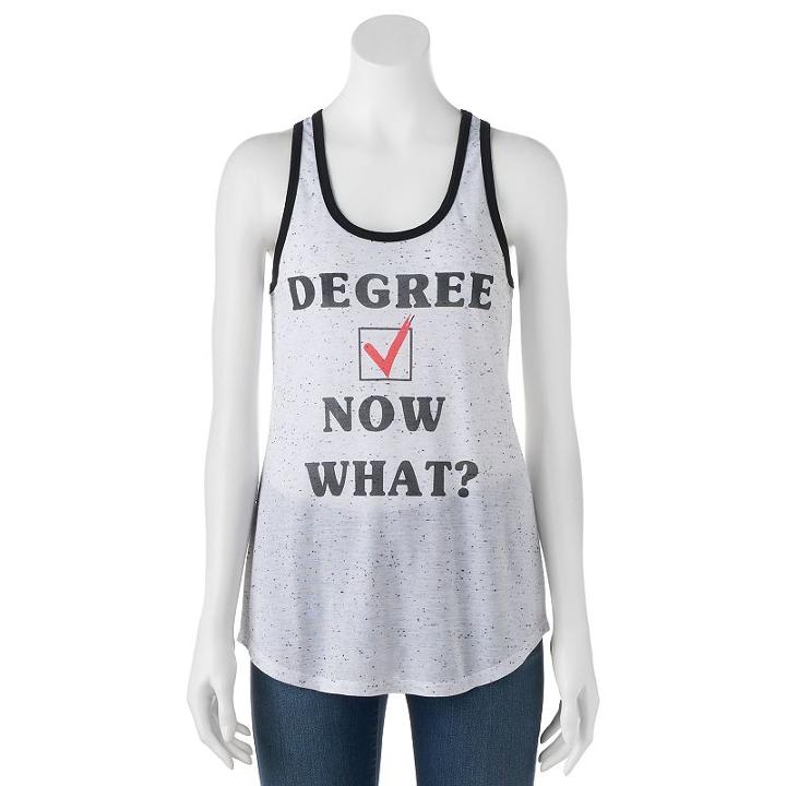 Juniors' Awake Degree Now What Ringer Racerback Graphic Tank, Girl's, Size: Xs, White Oth