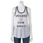 Juniors' Awake Degree Now What Ringer Racerback Graphic Tank, Girl's, Size: Xs, White Oth