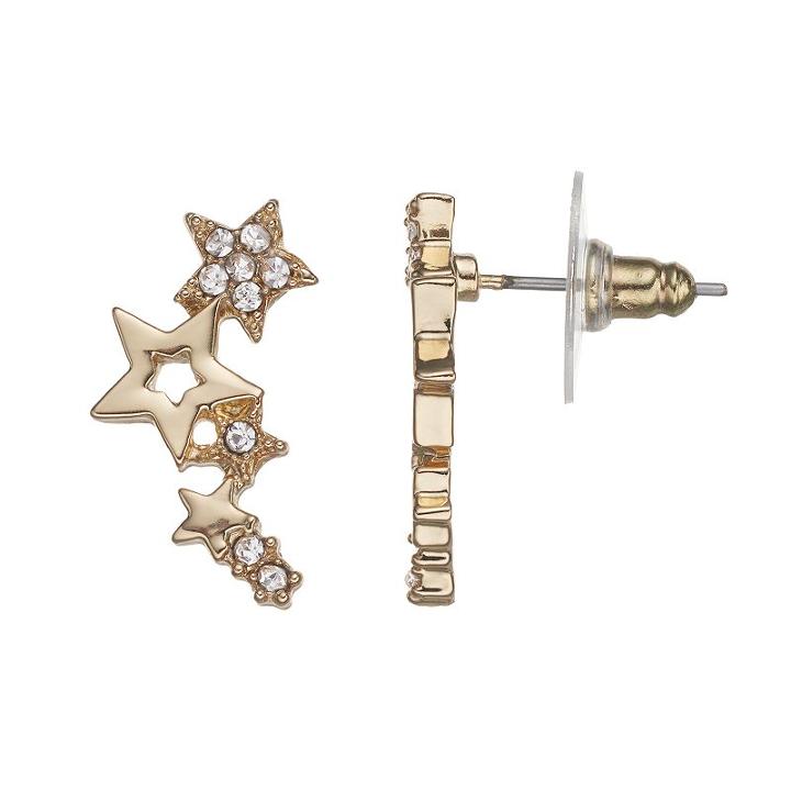 Lc Lauren Conrad Star Cluster Climber Earrings, Women's, Gold